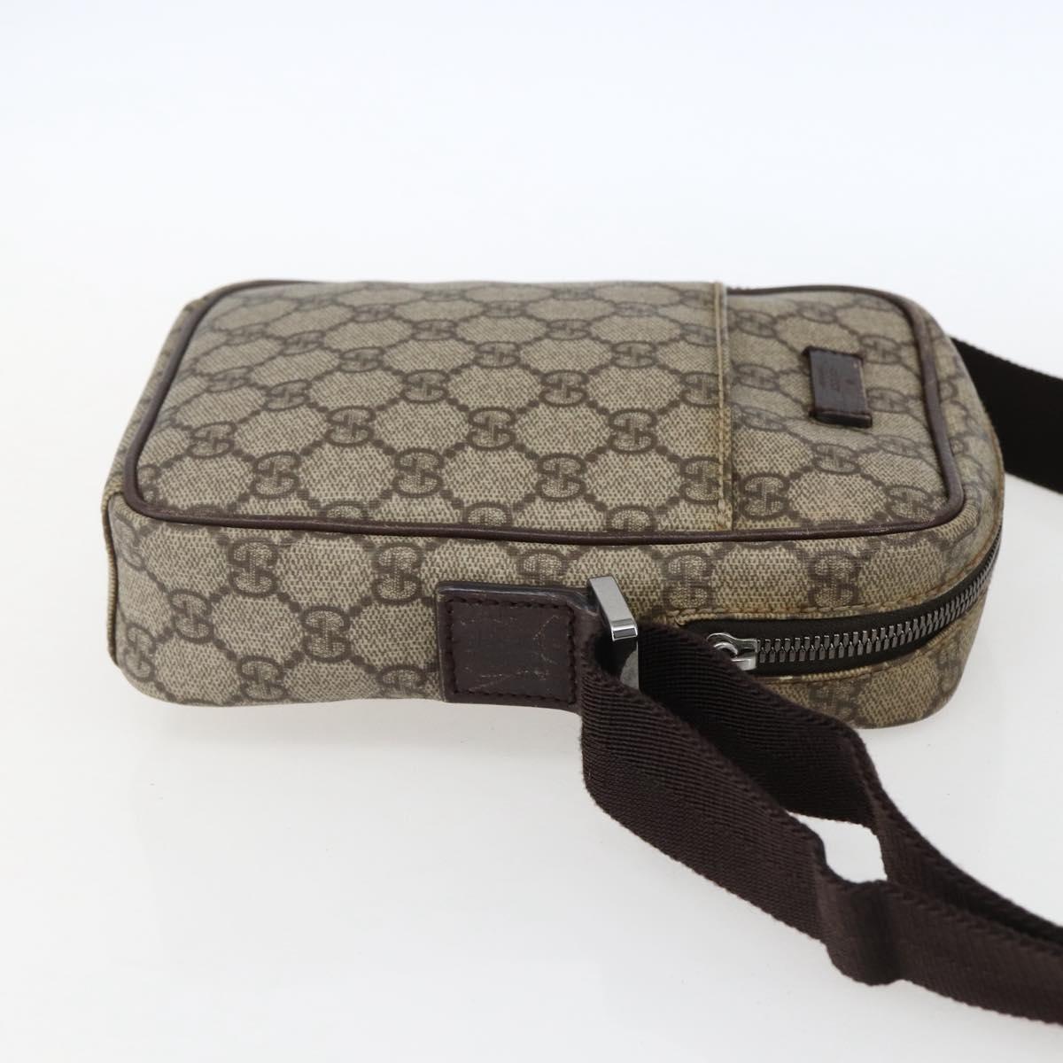 GUCCI GG Supreme Shoulder Bag PVC Beige Silver 122754 Auth 170265