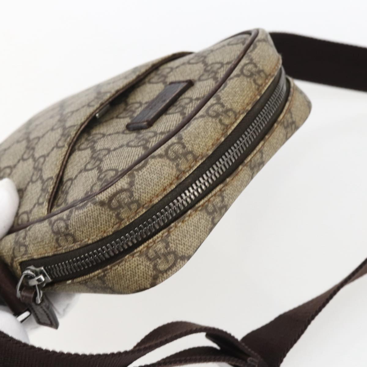 GUCCI GG Supreme Shoulder Bag PVC Beige Silver 122754 Auth 170265