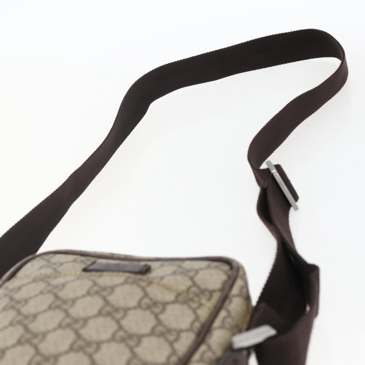 GUCCI GG Supreme Shoulder Bag PVC Beige Silver 122754 Auth 170265