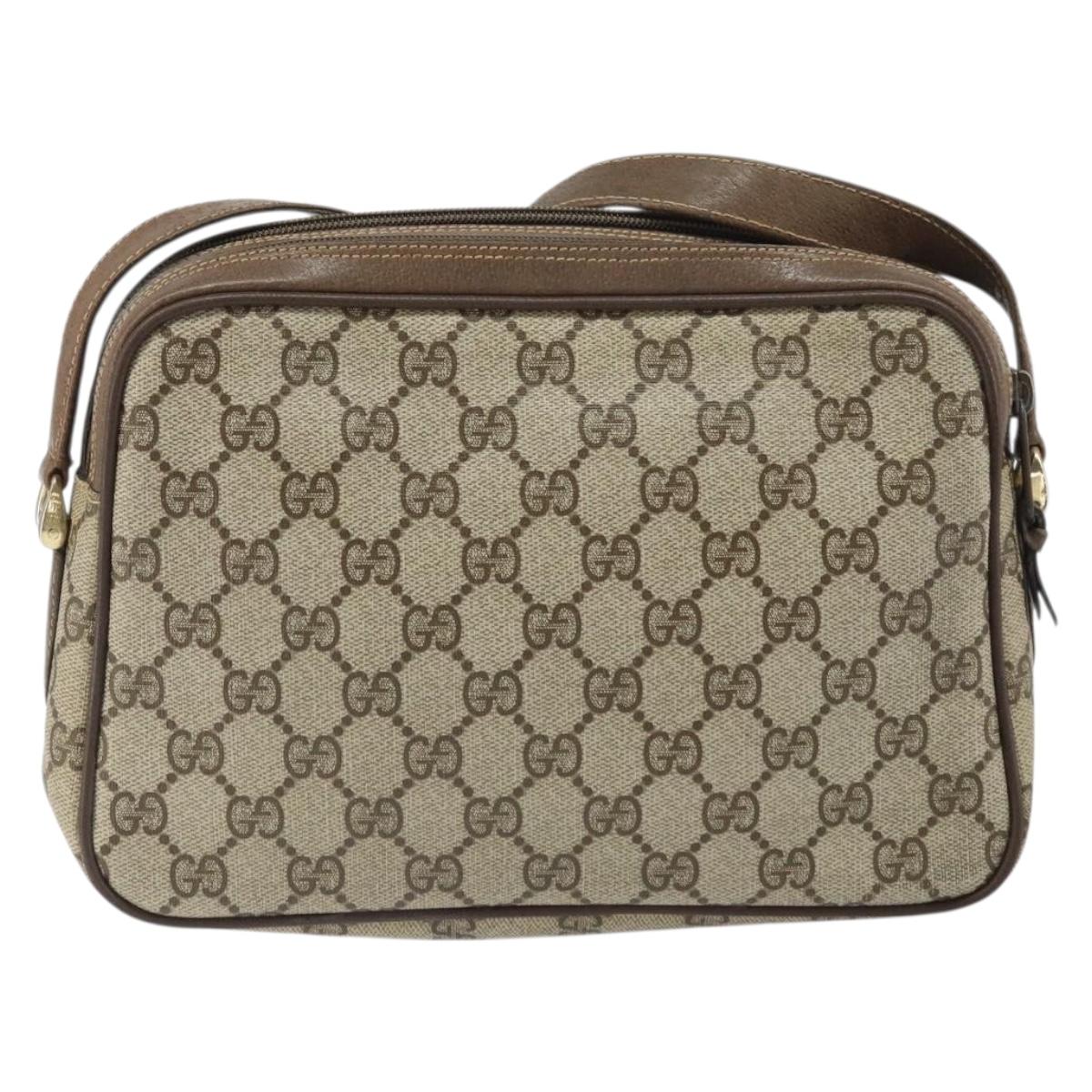 GUCCI GG Supreme Web Sherry Line Bag PVC Beige Gold 904 02 049 Auth 170266