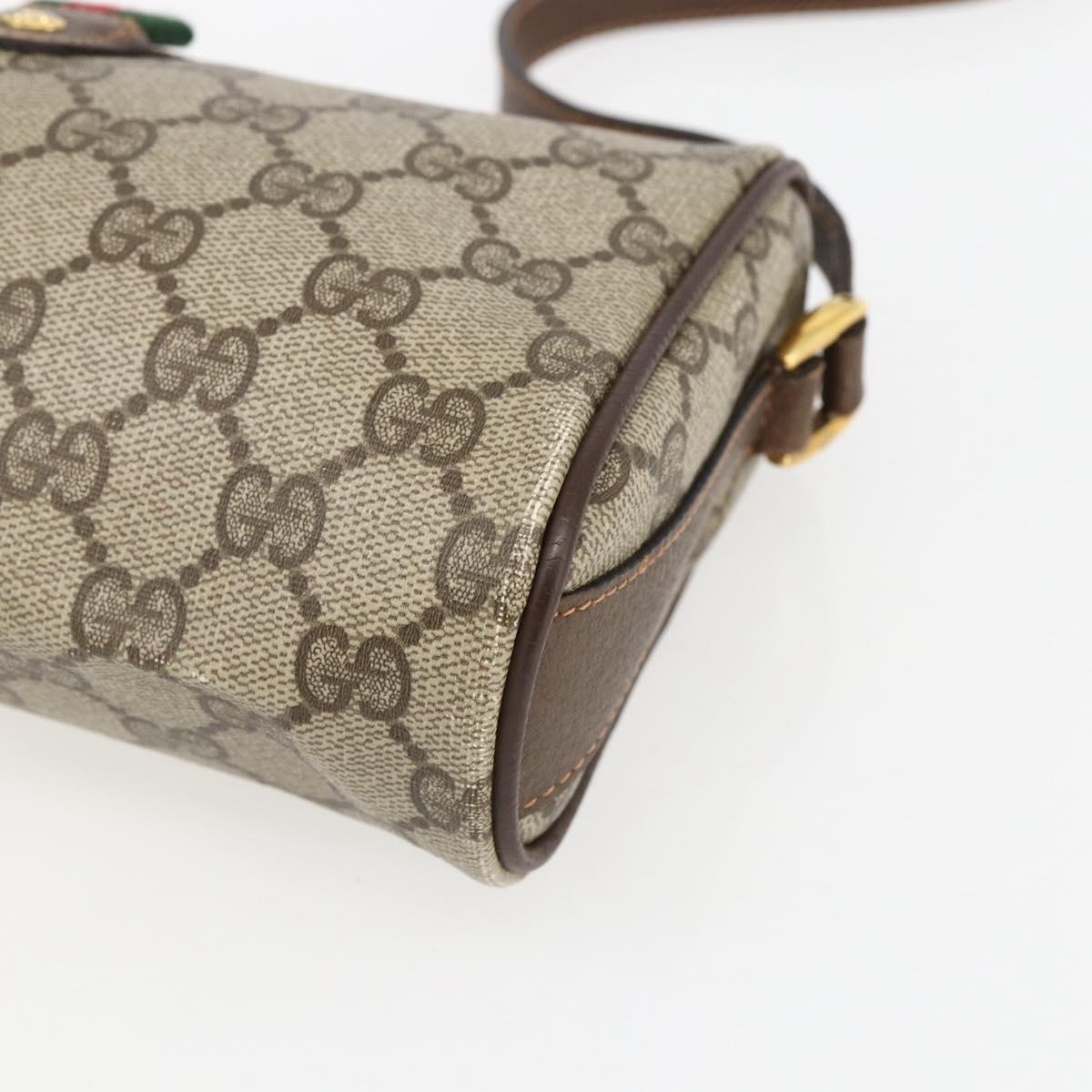 GUCCI GG Supreme Web Sherry Line Bag PVC Beige Gold 89 02 018 Auth 170267