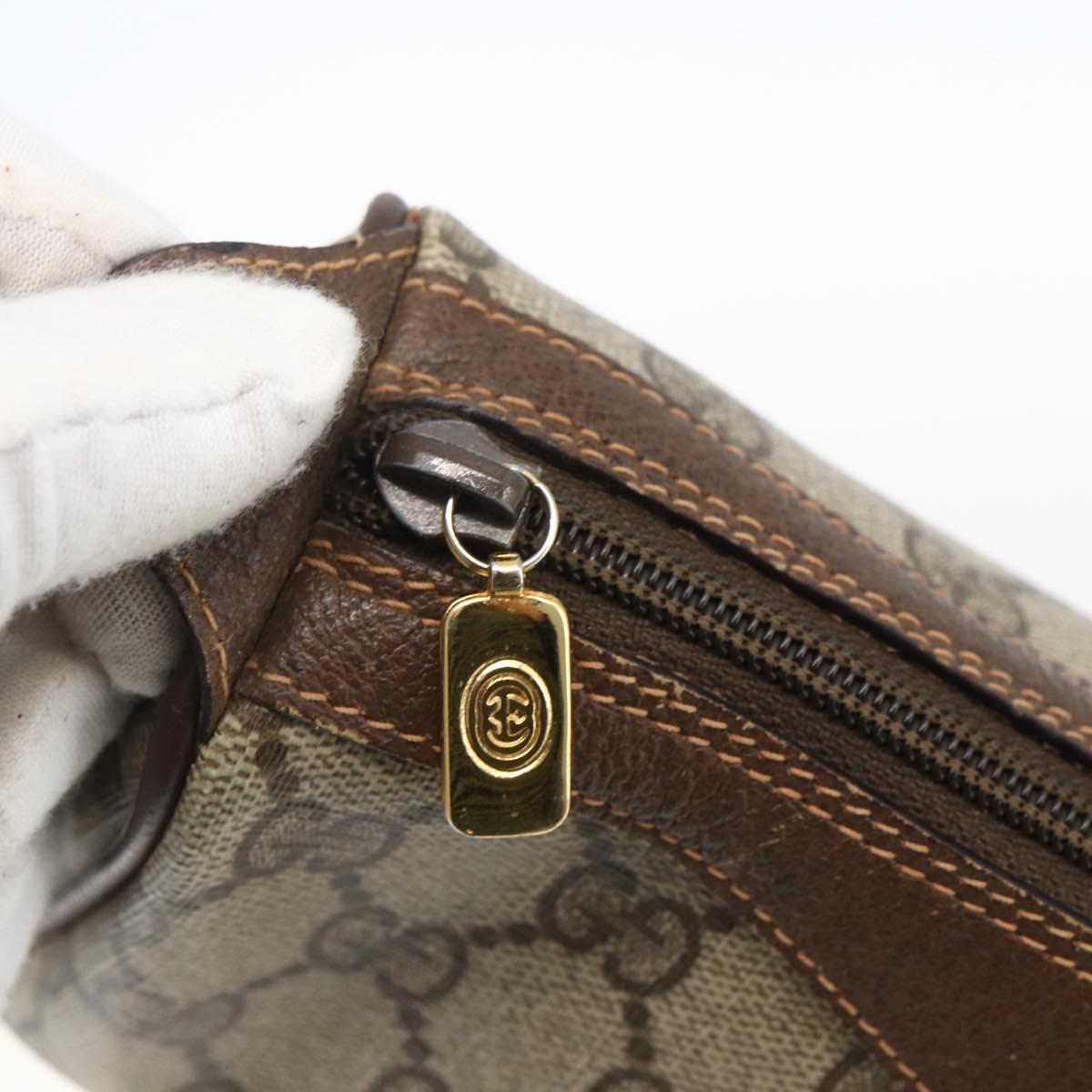 GUCCI GG Supreme Web Sherry Line Bag PVC Beige Gold 89 02 018 Auth 170267