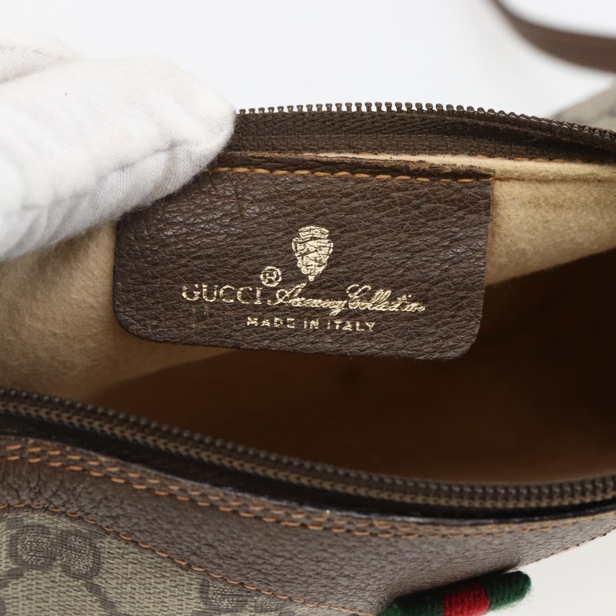 GUCCI GG Supreme Web Sherry Line Bag PVC Beige Gold 89 02 018 Auth 170267