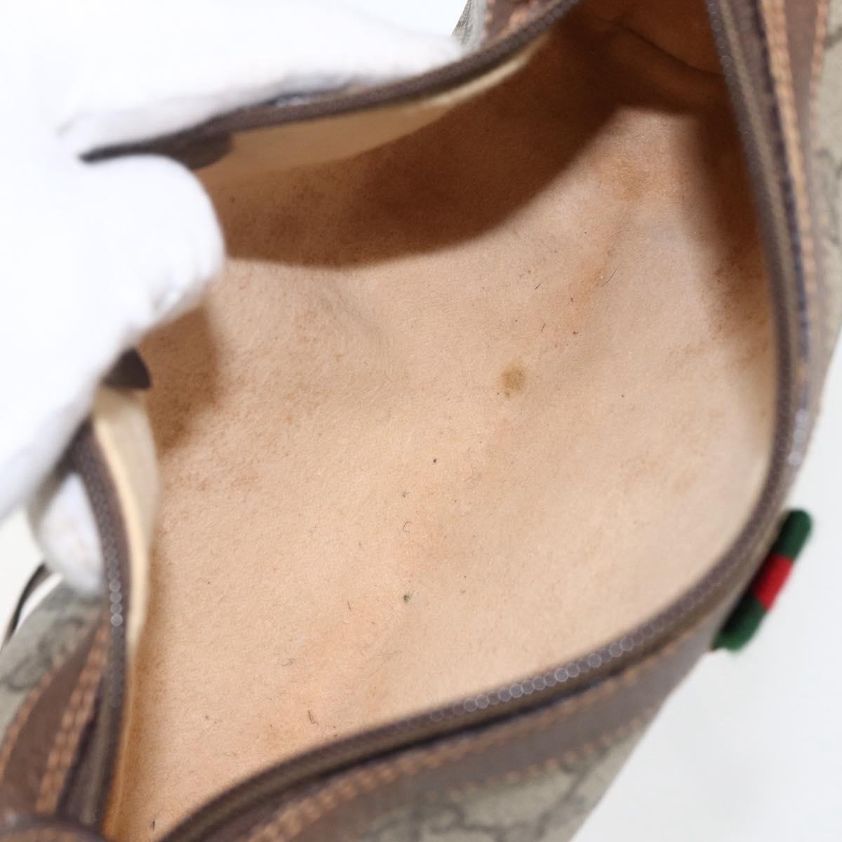 GUCCI GG Supreme Web Sherry Line Bag PVC Beige Gold 89 02 018 Auth 170267