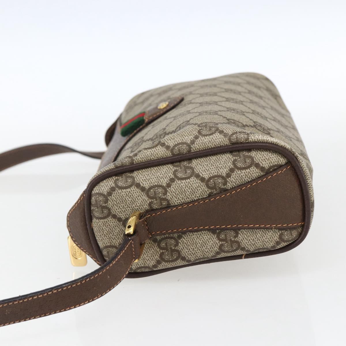 GUCCI GG Supreme Web Sherry Line Bag PVC Beige Gold 89 02 018 Auth 170267