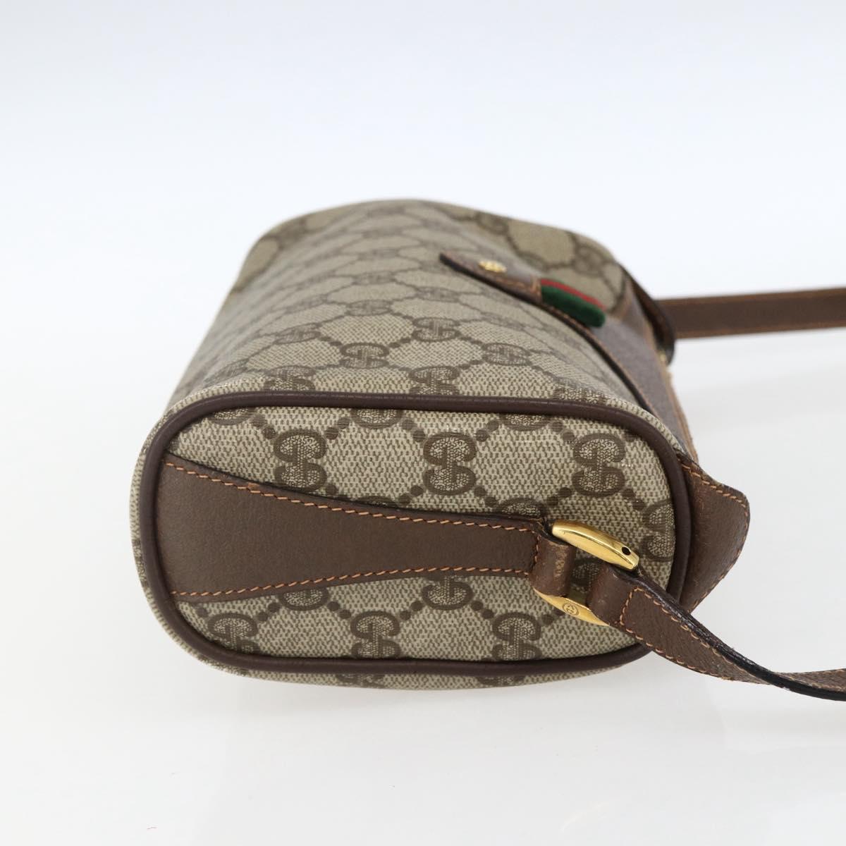 GUCCI GG Supreme Web Sherry Line Bag PVC Beige Gold 89 02 018 Auth 170267