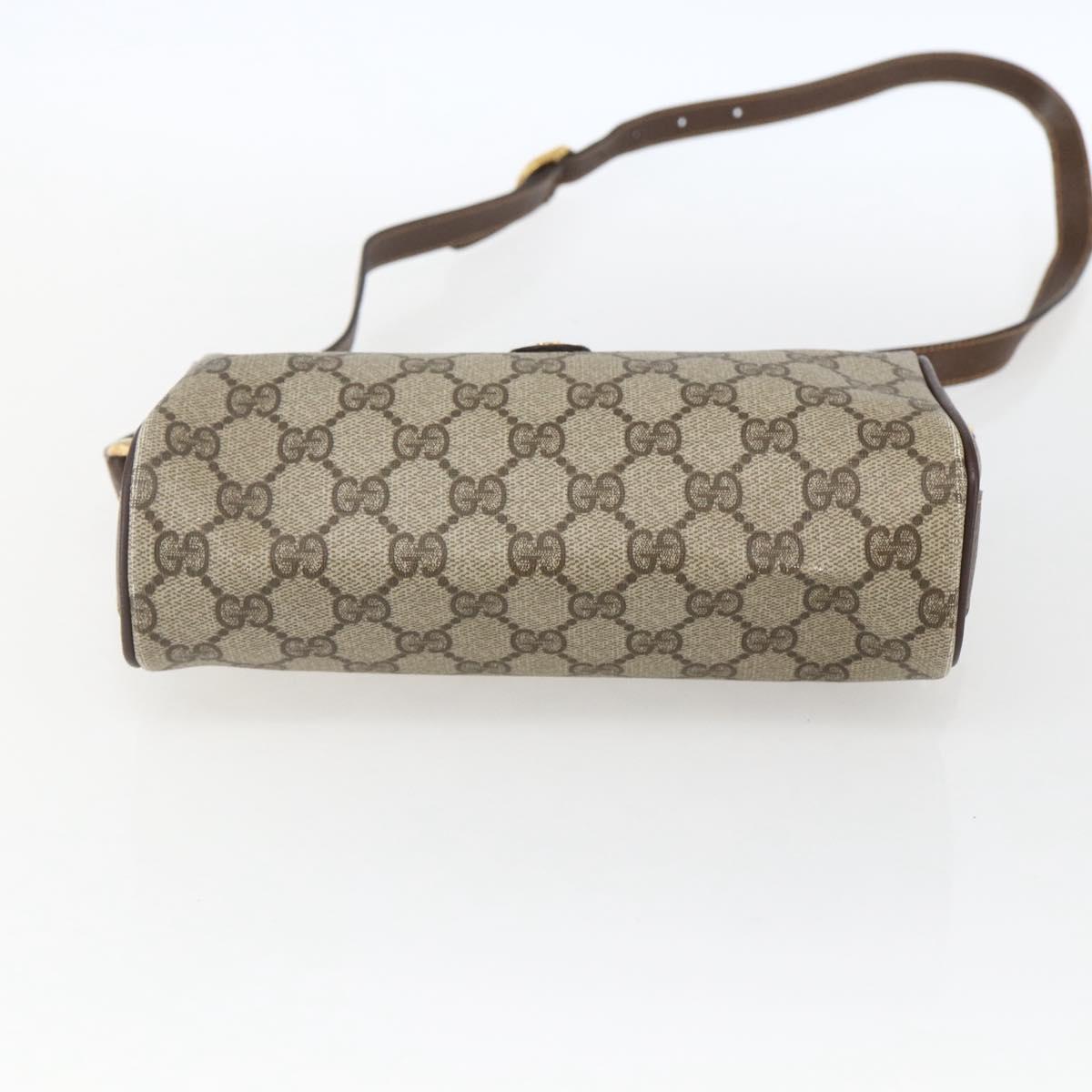 GUCCI GG Supreme Web Sherry Line Bag PVC Beige Gold 89 02 018 Auth 170267