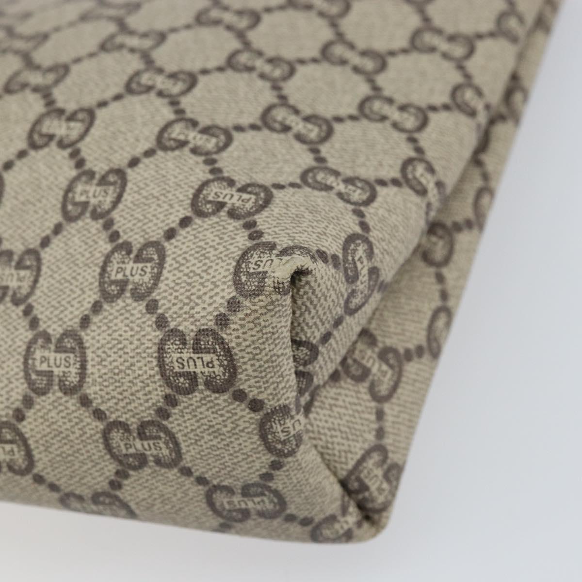 GUCCI GG Plus Supreme Clutch Bag PVC Beige Gold Auth 170268