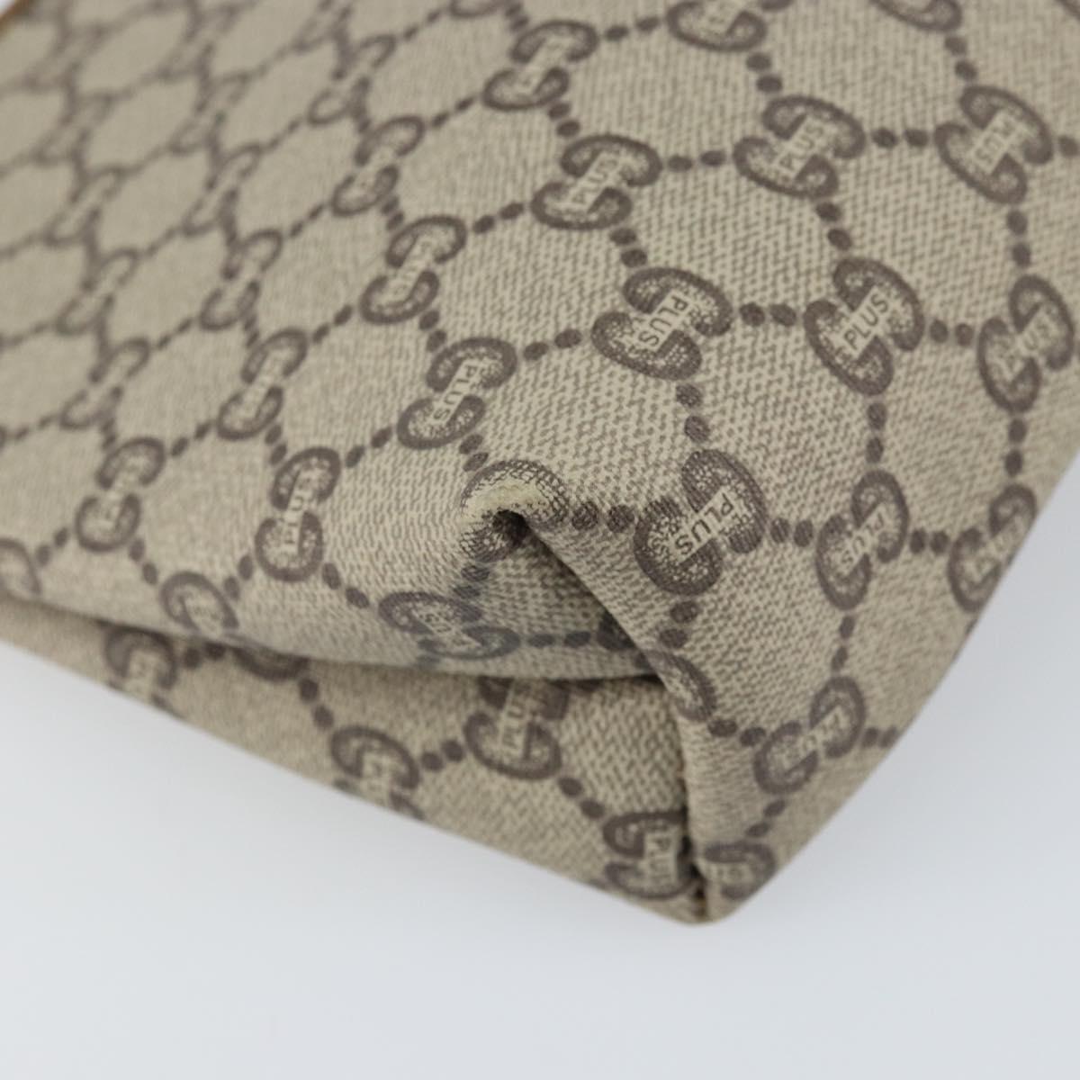 GUCCI GG Plus Supreme Clutch Bag PVC Beige Gold Auth 170268