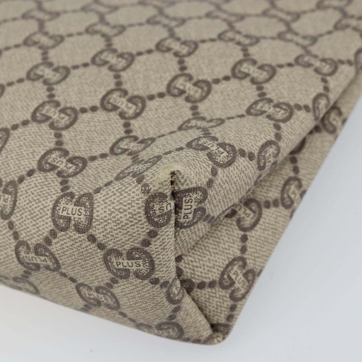 GUCCI GG Plus Supreme Clutch Bag PVC Beige Gold Auth 170268