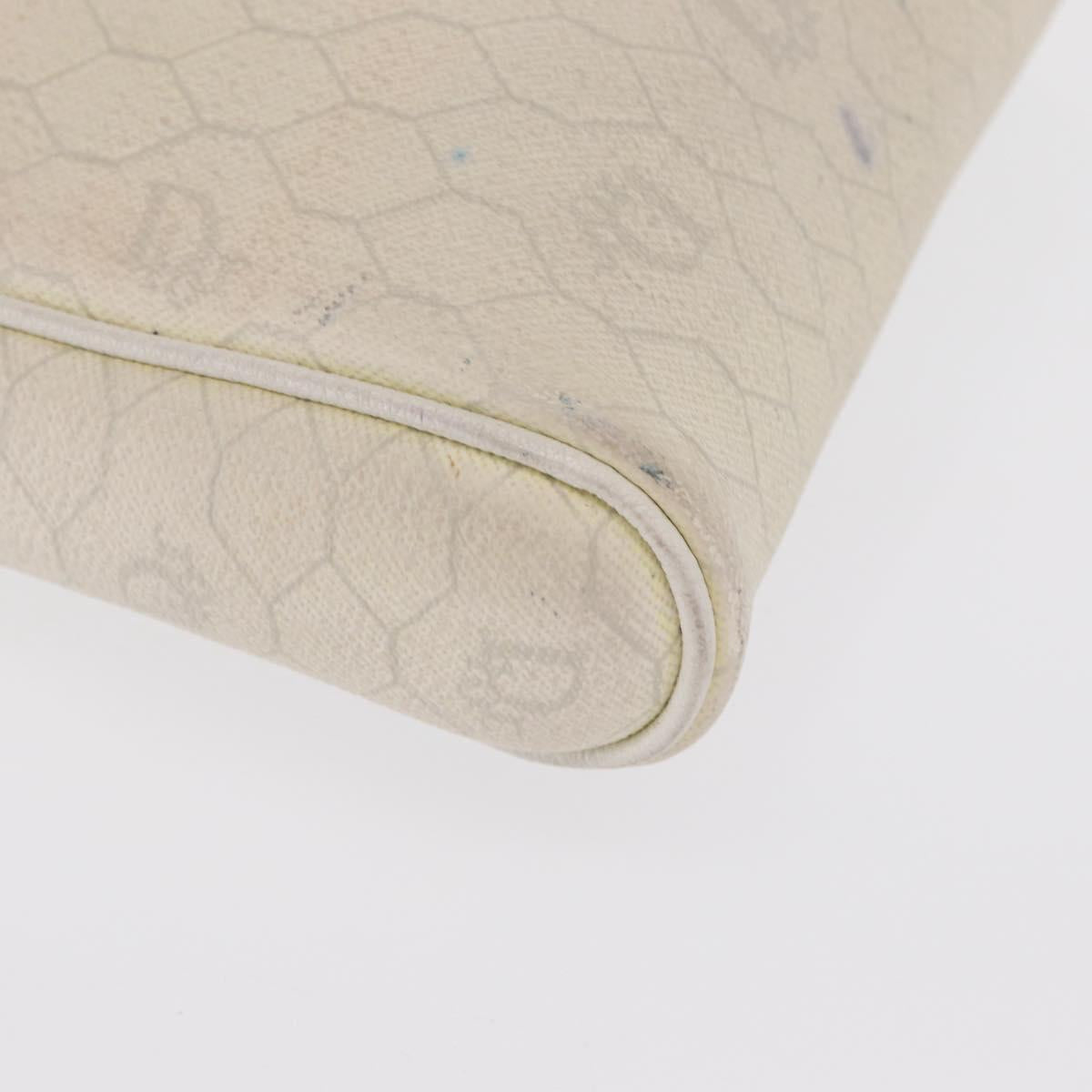 Christian Dior Honeycomb Canvas Shoulder Bag PVC White Gold Auth 170269