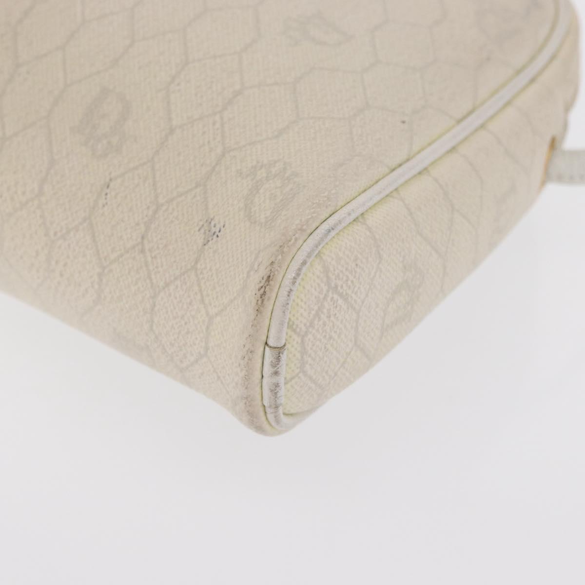 Christian Dior Honeycomb Canvas Shoulder Bag PVC White Gold Auth 170269