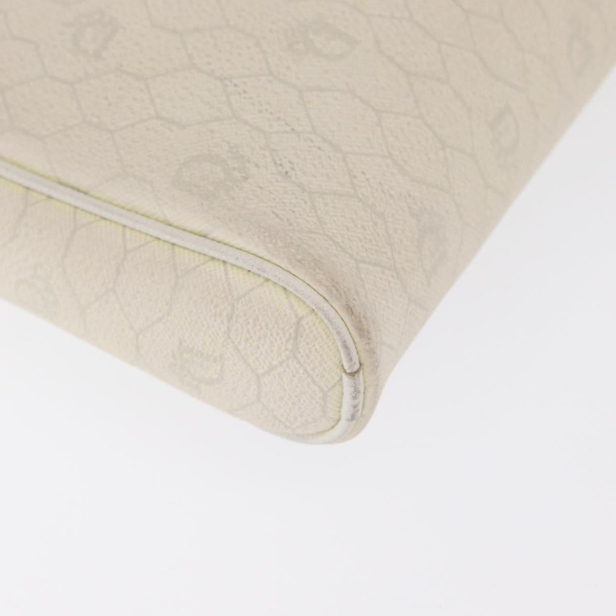 Christian Dior Honeycomb Canvas Shoulder Bag PVC White Gold Auth 170269