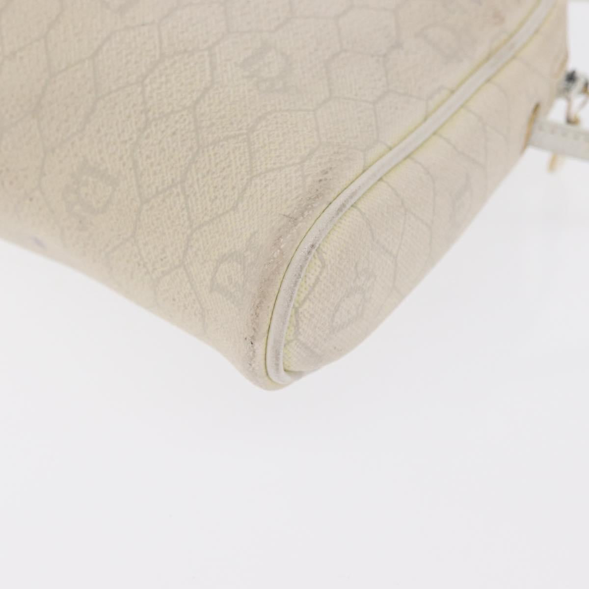 Christian Dior Honeycomb Canvas Shoulder Bag PVC White Gold Auth 170269