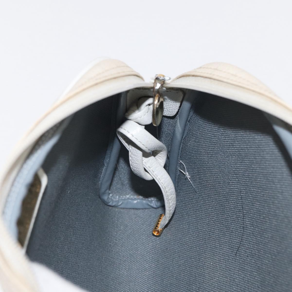 Christian Dior Honeycomb Canvas Shoulder Bag PVC White Gold Auth 170269