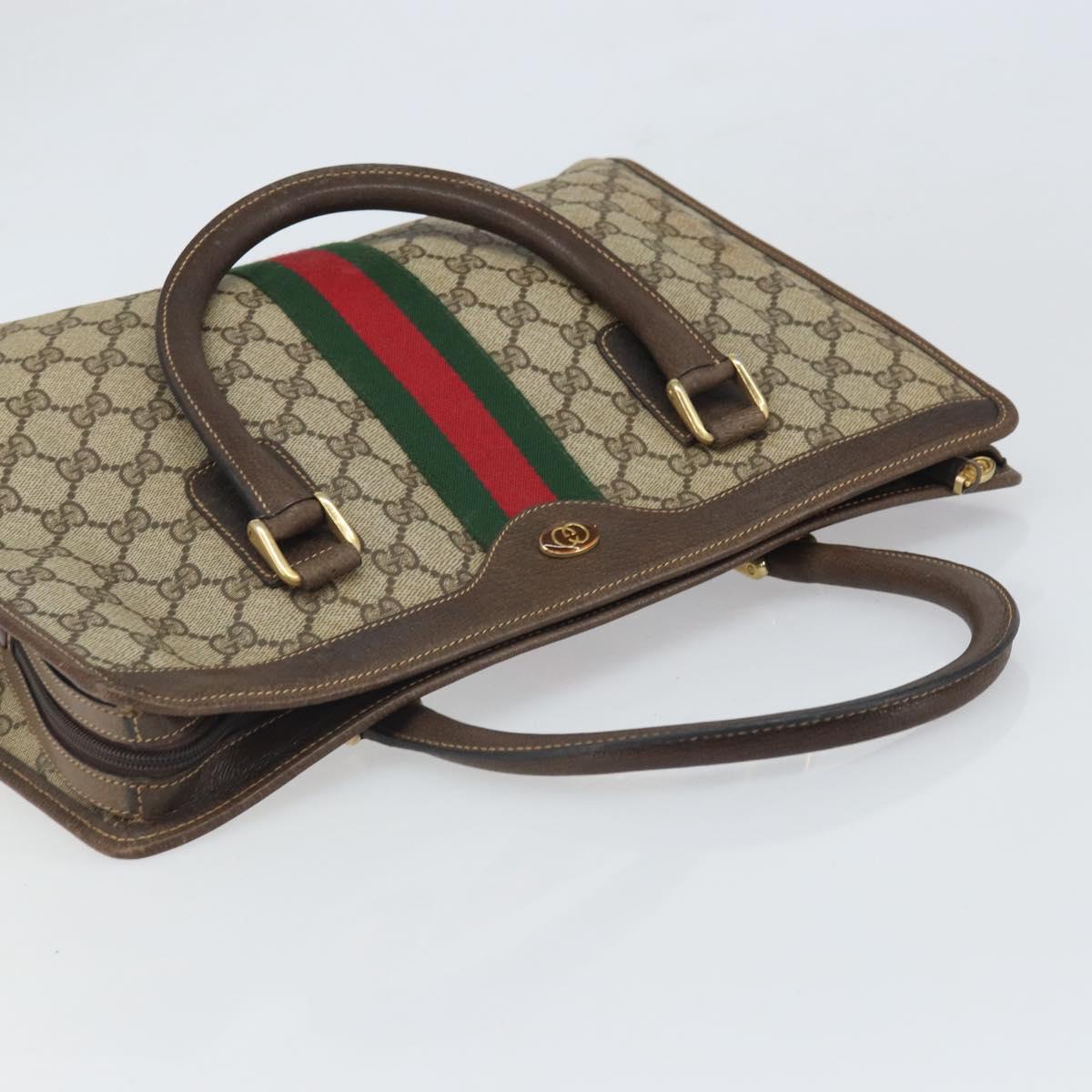 GUCCI GG Supreme Web Sherry Line Hand Bag PVC Beige Gold 010 378 Auth 170272