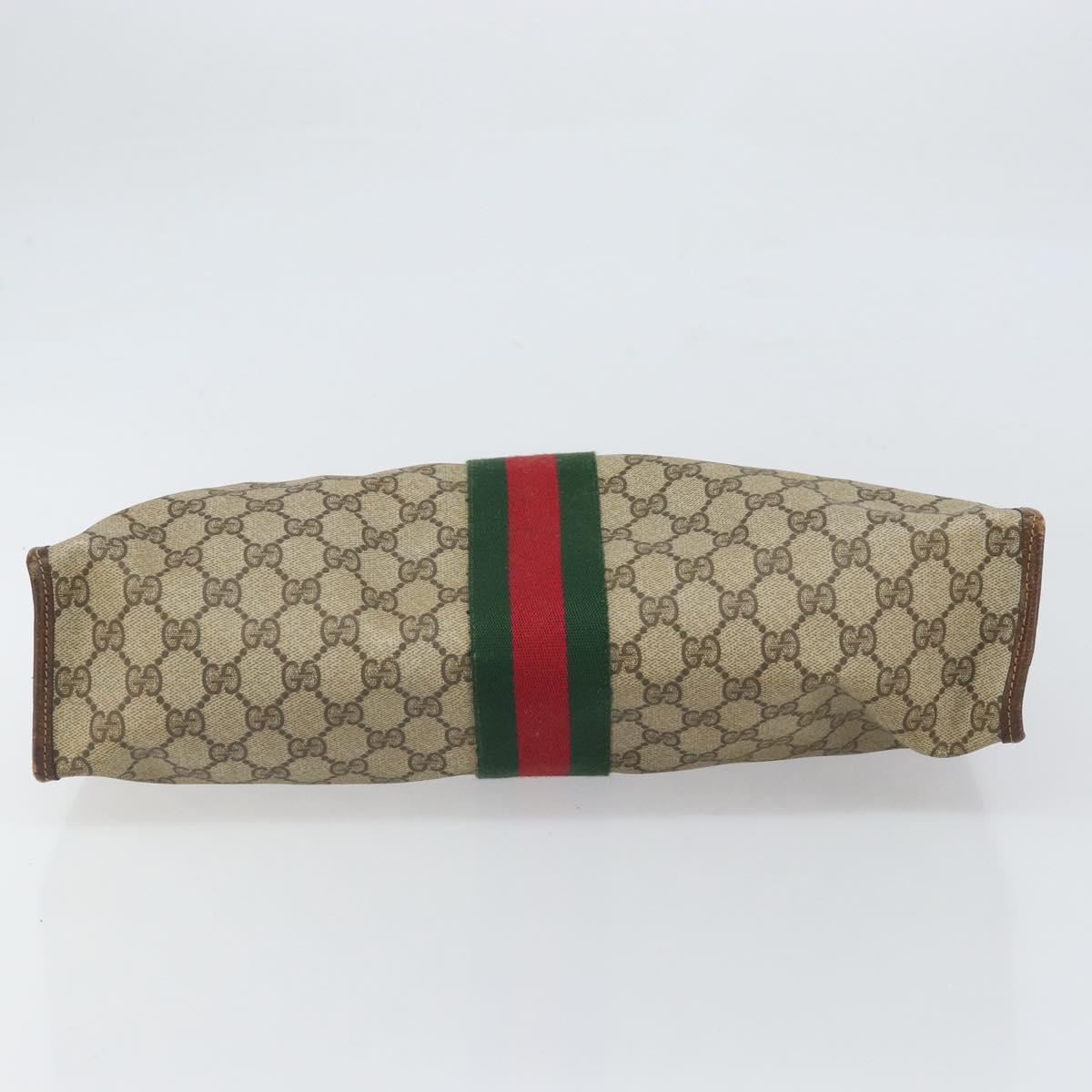 GUCCI GG Supreme Web Sherry Line Hand Bag PVC Beige Gold 010 378 Auth 170272