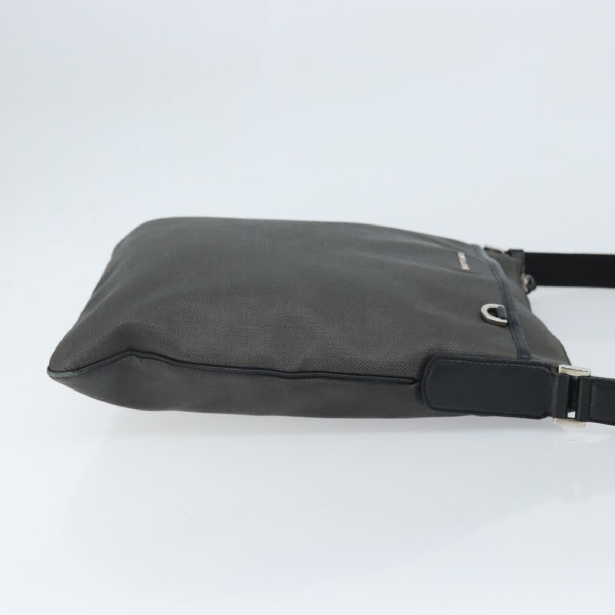 BVLGARI Shoulder Bag PVC Leather Gray Silver Auth 170273