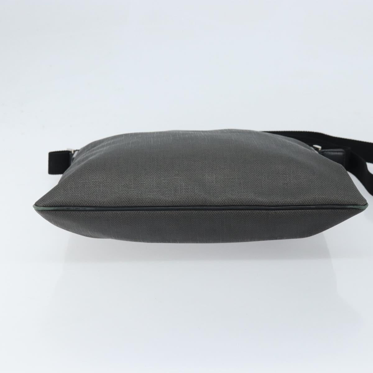 BVLGARI Shoulder Bag PVC Leather Gray Silver Auth 170273