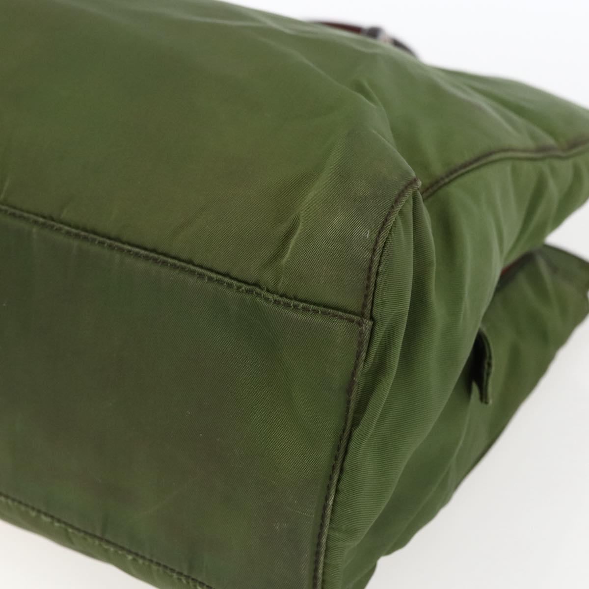PRADA Hand Bag Nylon Green Auth 170274