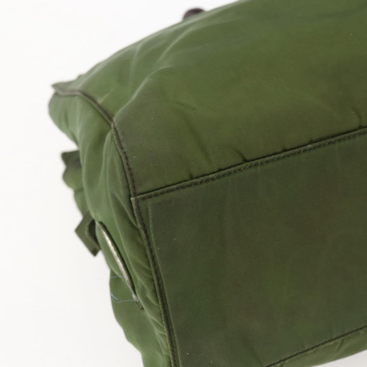 PRADA Hand Bag Nylon Green Auth 170274