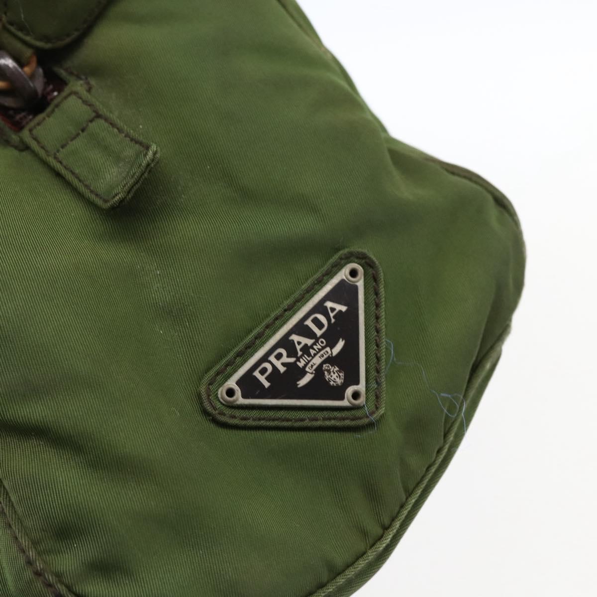 PRADA Hand Bag Nylon Green Auth 170274