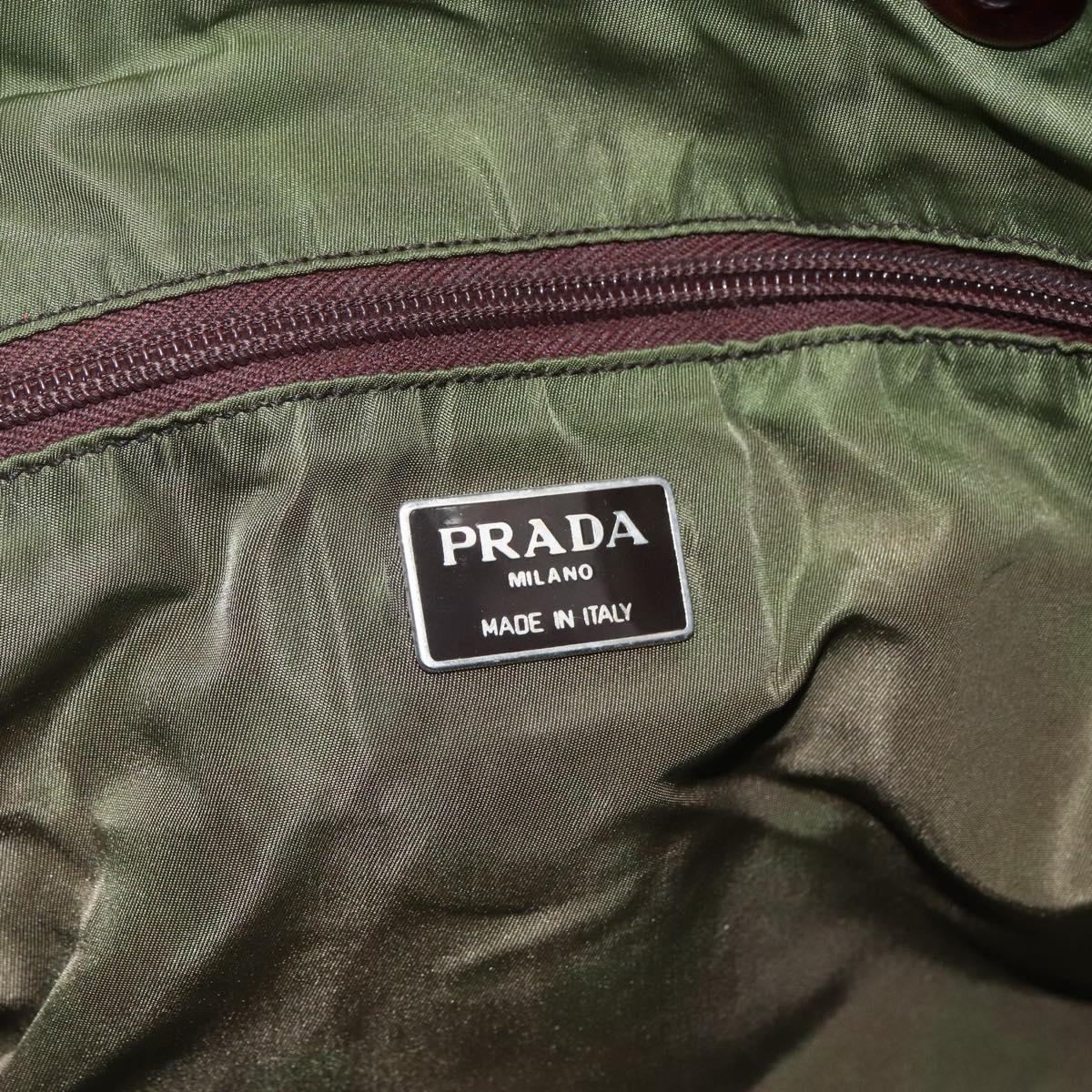 PRADA Hand Bag Nylon Green Auth 170274