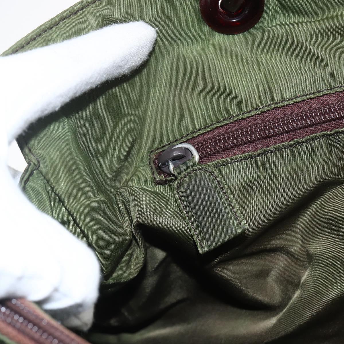 PRADA Hand Bag Nylon Green Auth 170274