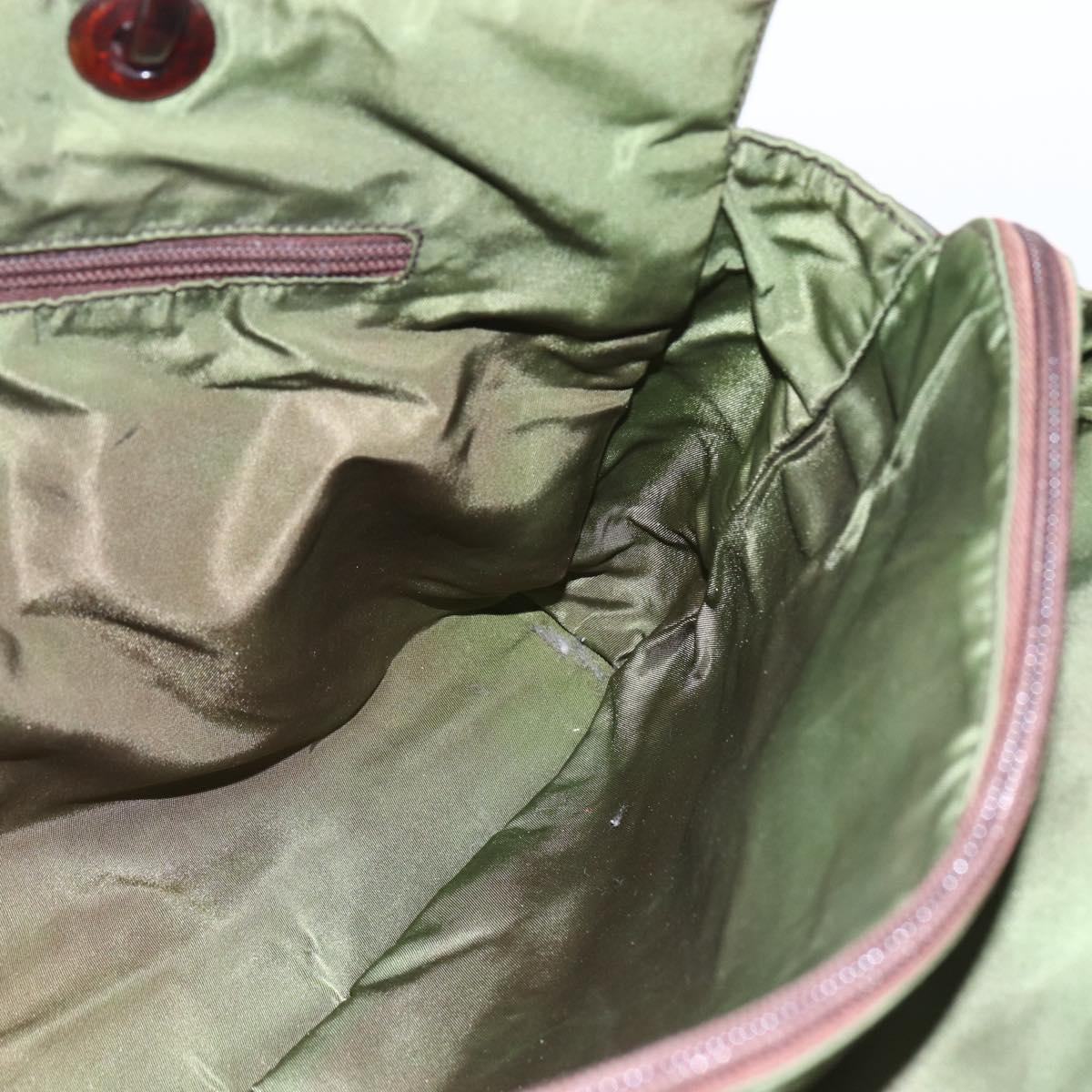 PRADA Hand Bag Nylon Green Auth 170274