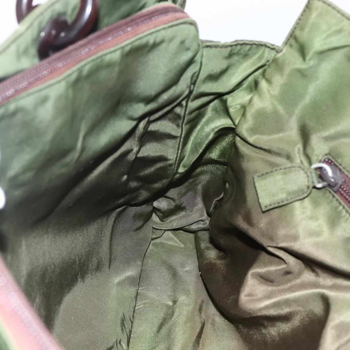 PRADA Hand Bag Nylon Green Auth 170274