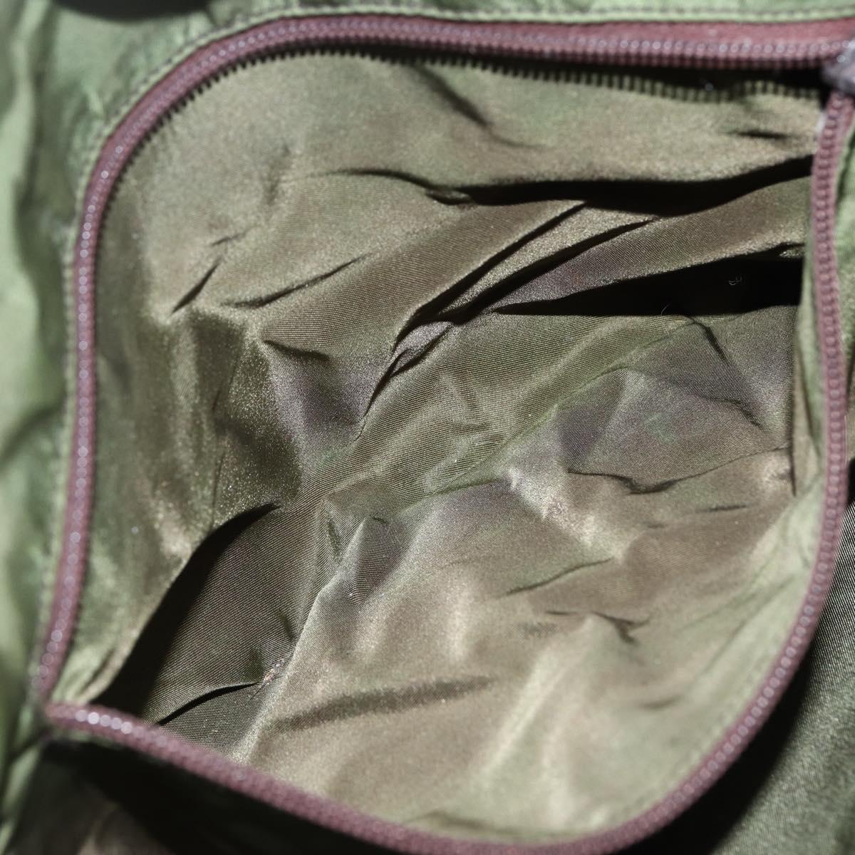 PRADA Hand Bag Nylon Green Auth 170274