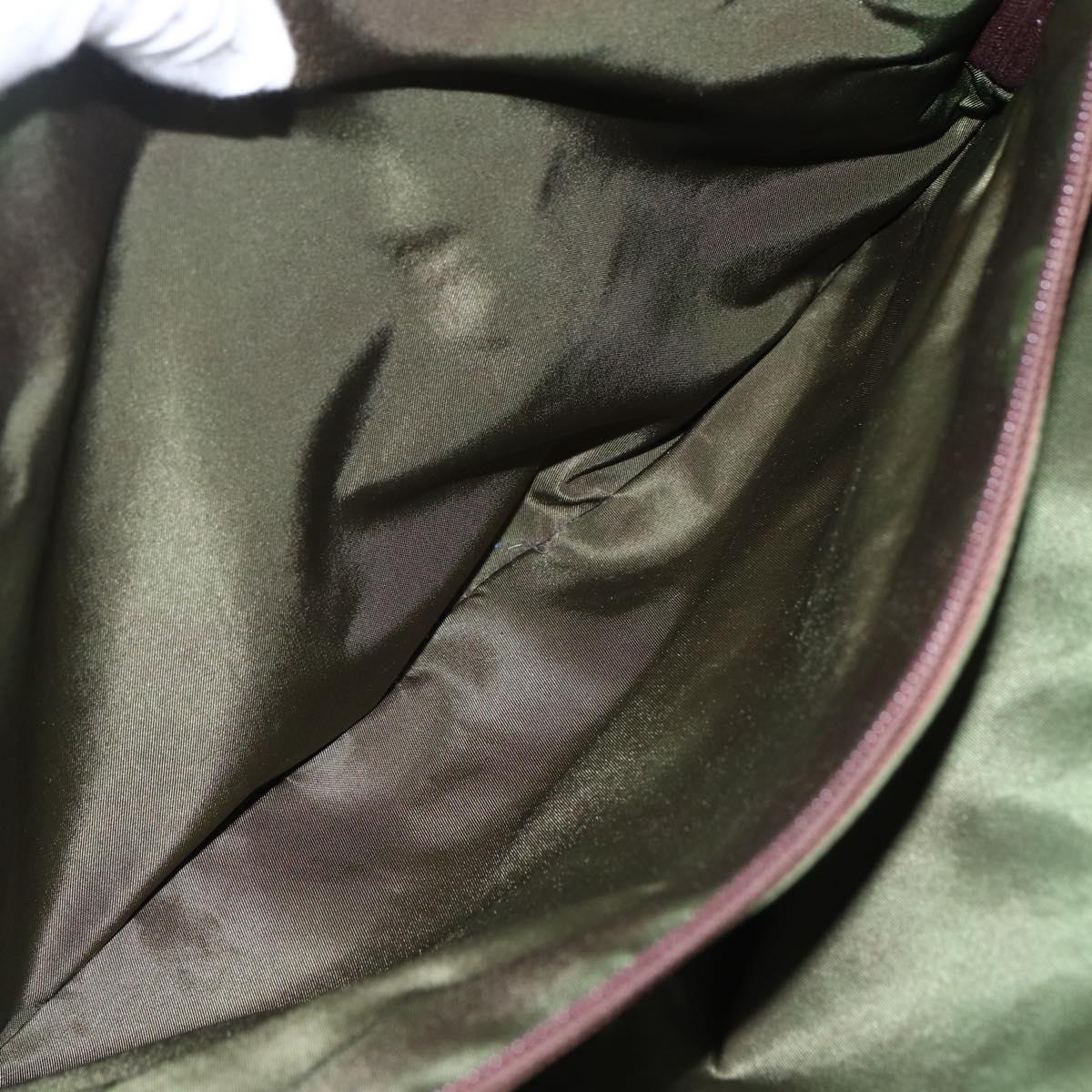 PRADA Hand Bag Nylon Green Auth 170274