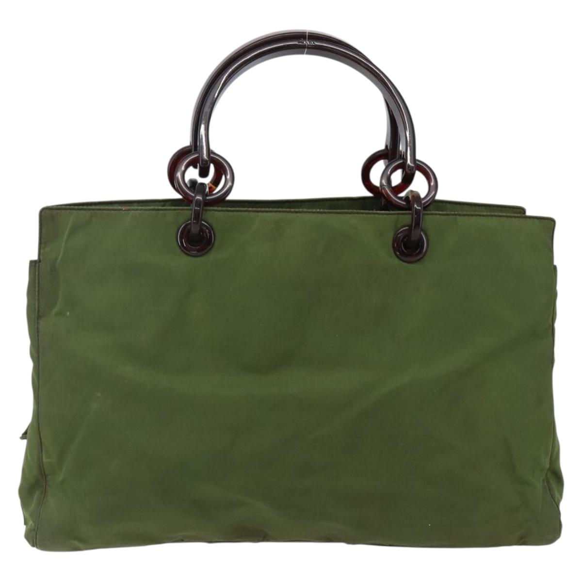 PRADA Hand Bag Nylon Green Auth 170274