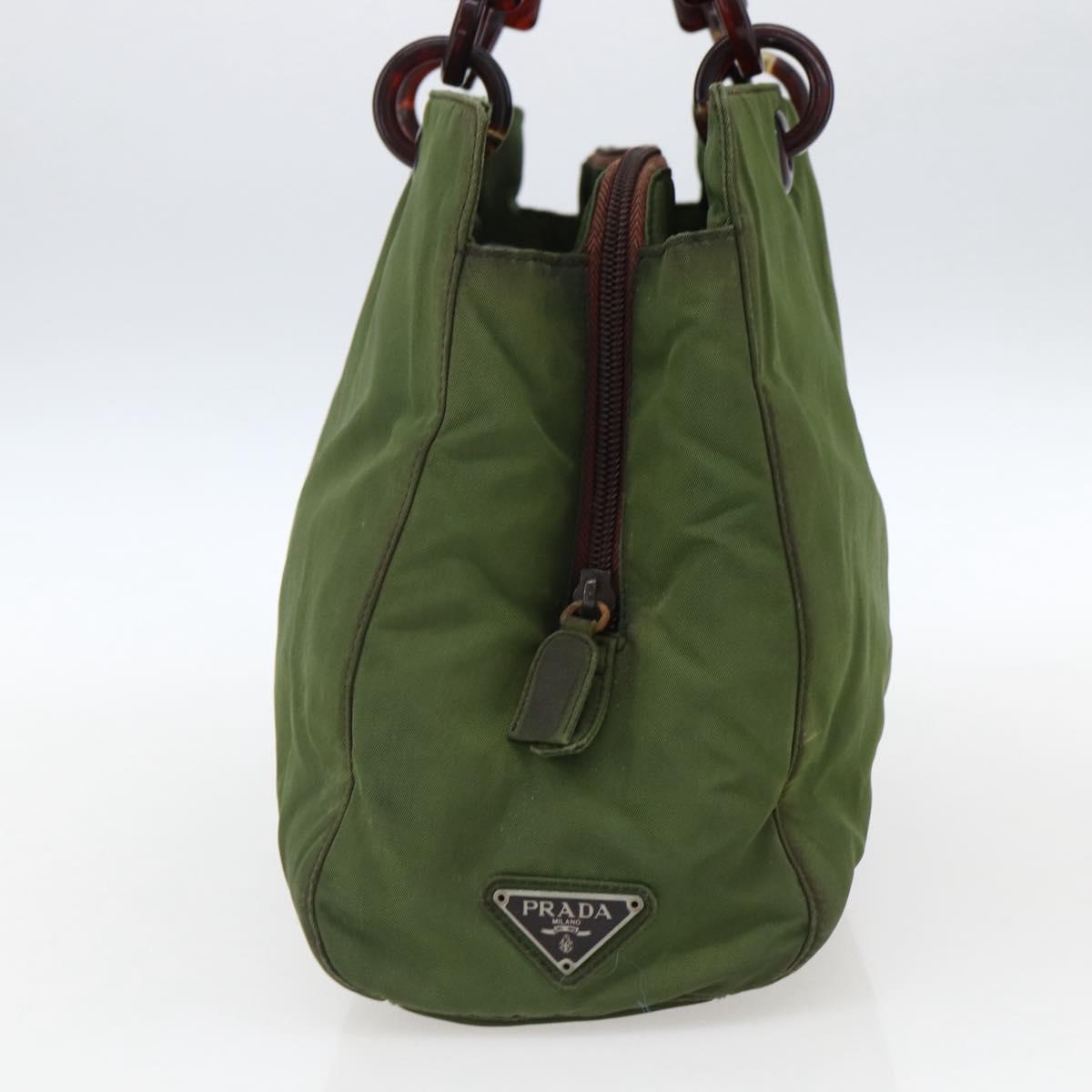 PRADA Hand Bag Nylon Green Auth 170274