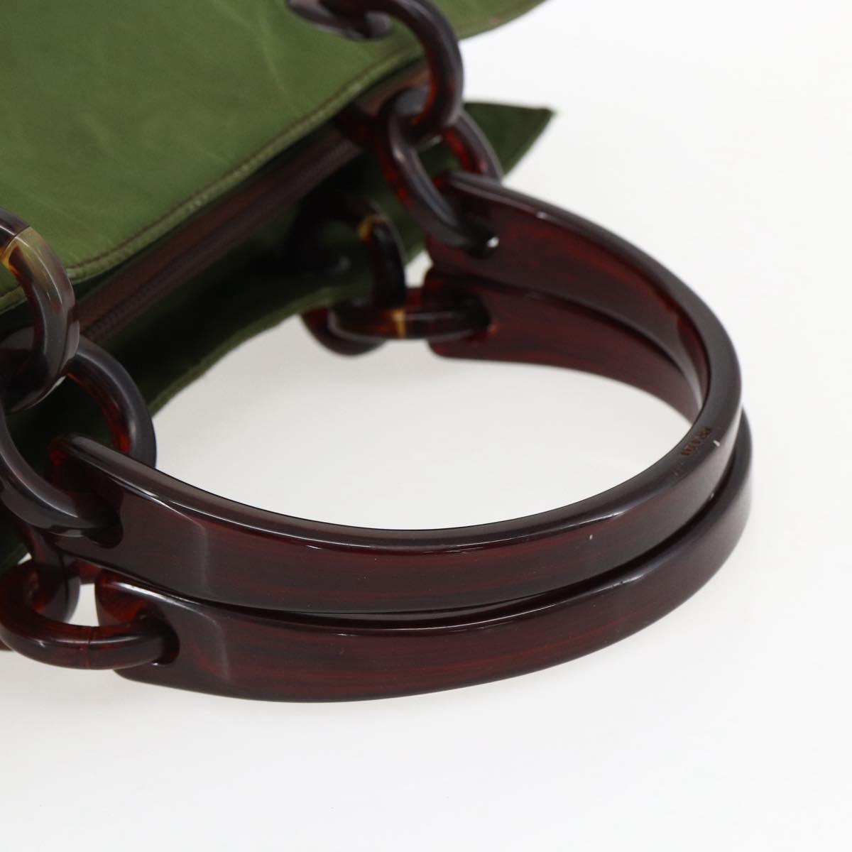 PRADA Hand Bag Nylon Green Auth 170274