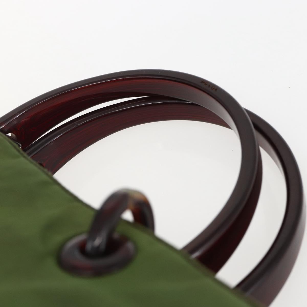 PRADA Hand Bag Nylon Green Auth 170274