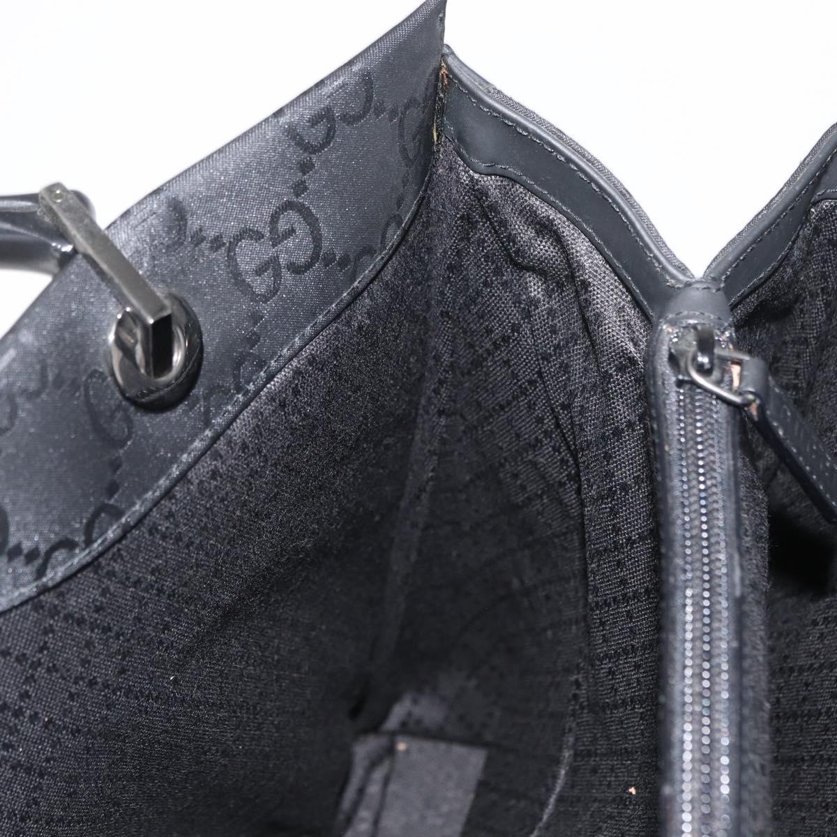 GUCCI Bamboo GG Canvas Hand Bag Black Silver 002 1010 2852 Auth 170276