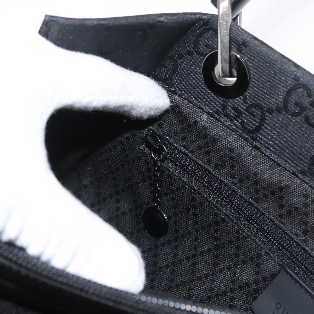 GUCCI Bamboo GG Canvas Hand Bag Black Silver 002 1010 2852 Auth 170276