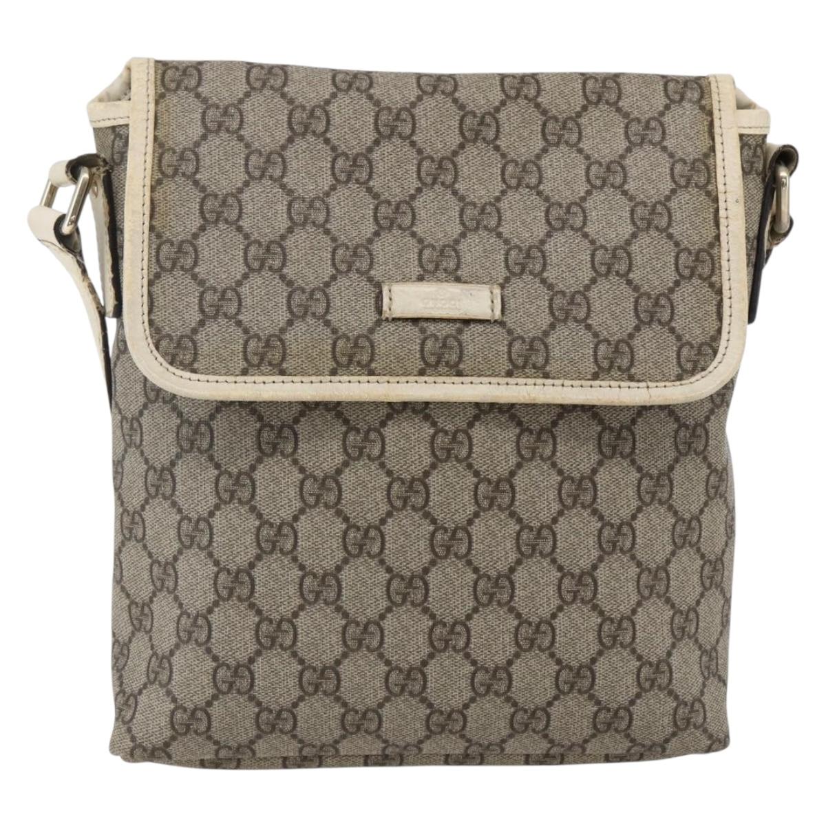 GUCCI GG Supreme Shoulder Bag PVC Beige Gold 223666 Auth 170280