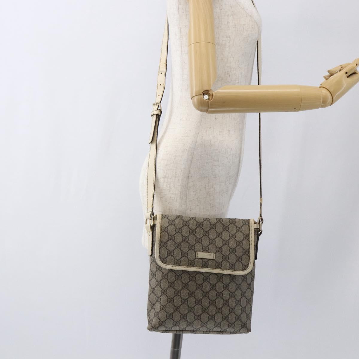 GUCCI GG Supreme Shoulder Bag PVC Beige Gold 223666 Auth 170280