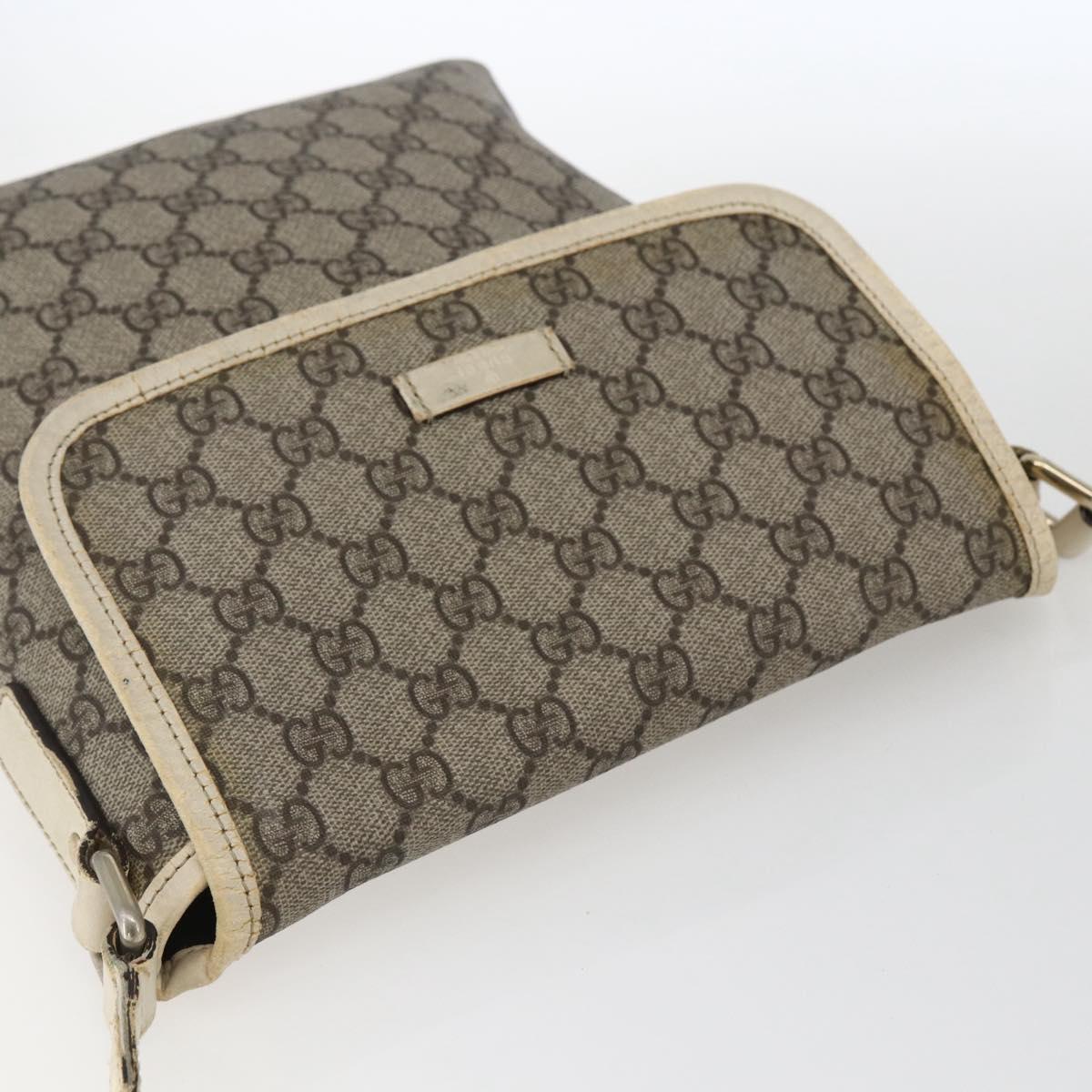 GUCCI GG Supreme Shoulder Bag PVC Beige Gold 223666 Auth 170280