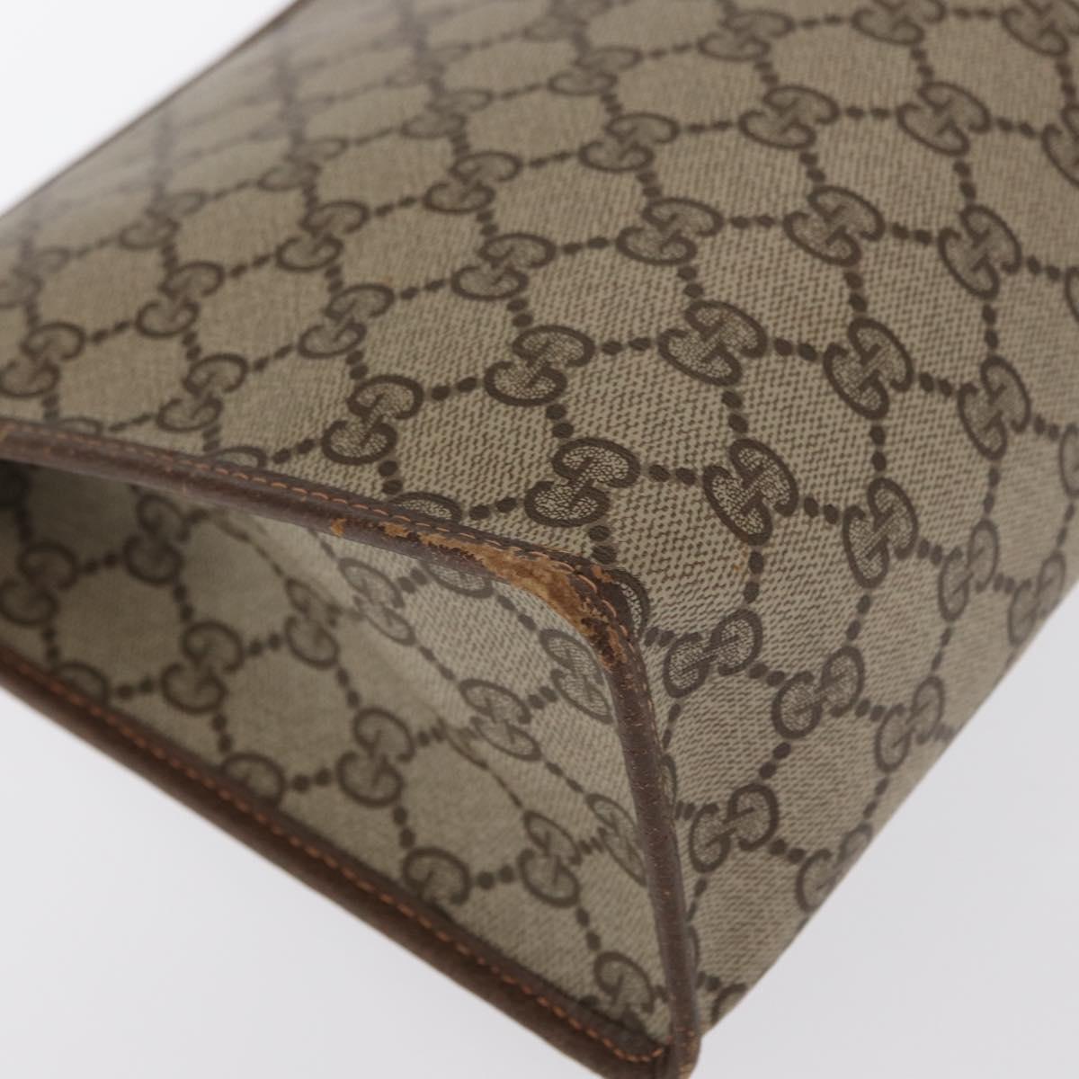 GUCCI GG Supreme Clutch Bag PVC Beige Gold 156 01 051 Auth 170281