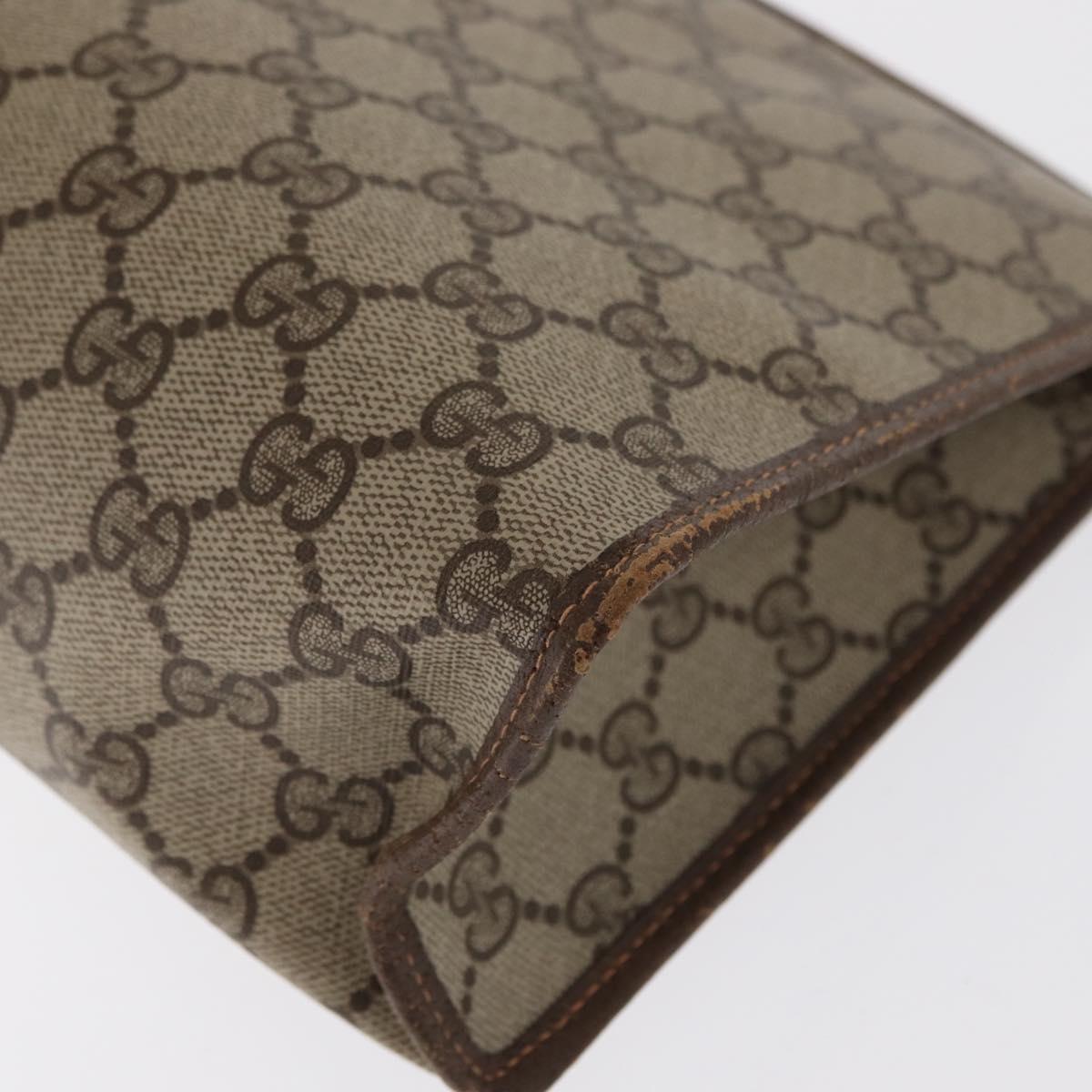 GUCCI GG Supreme Clutch Bag PVC Beige Gold 156 01 051 Auth 170281