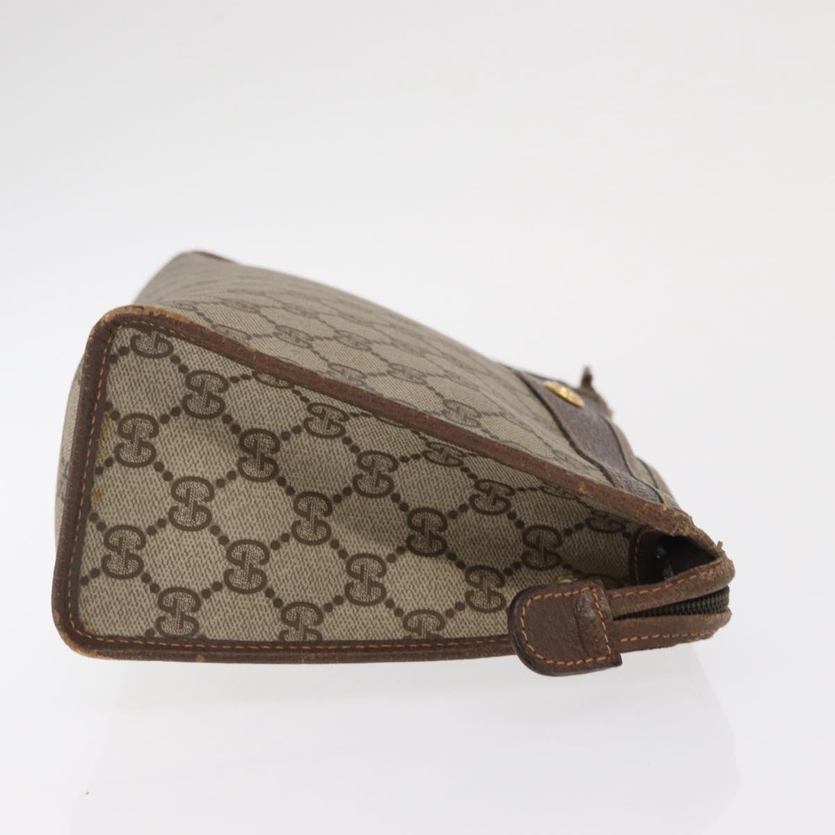 GUCCI GG Supreme Clutch Bag PVC Beige Gold 156 01 051 Auth 170281