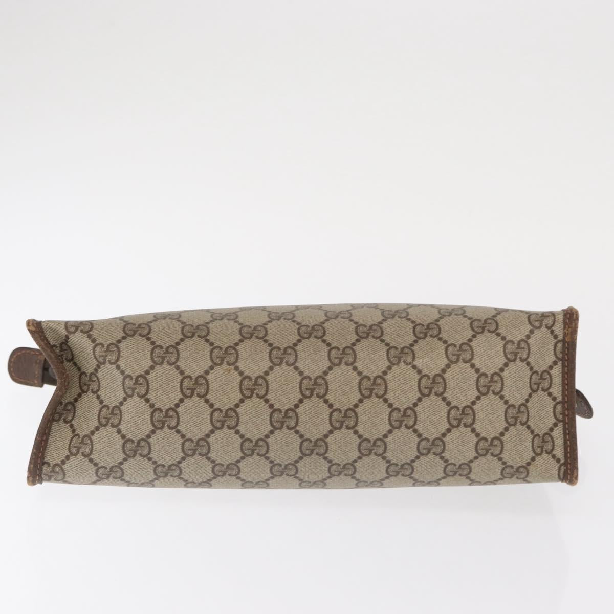 GUCCI GG Supreme Clutch Bag PVC Beige Gold 156 01 051 Auth 170281
