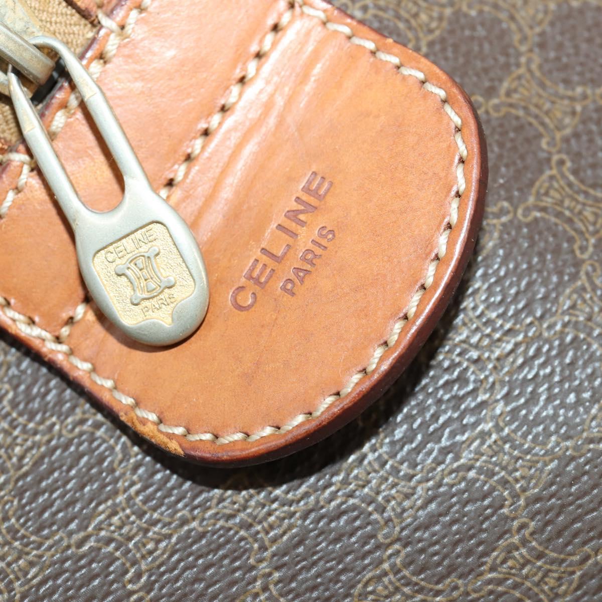 CELINE Macadam Canvas Boston Bag PVC Leather Brown Gold Auth 170283