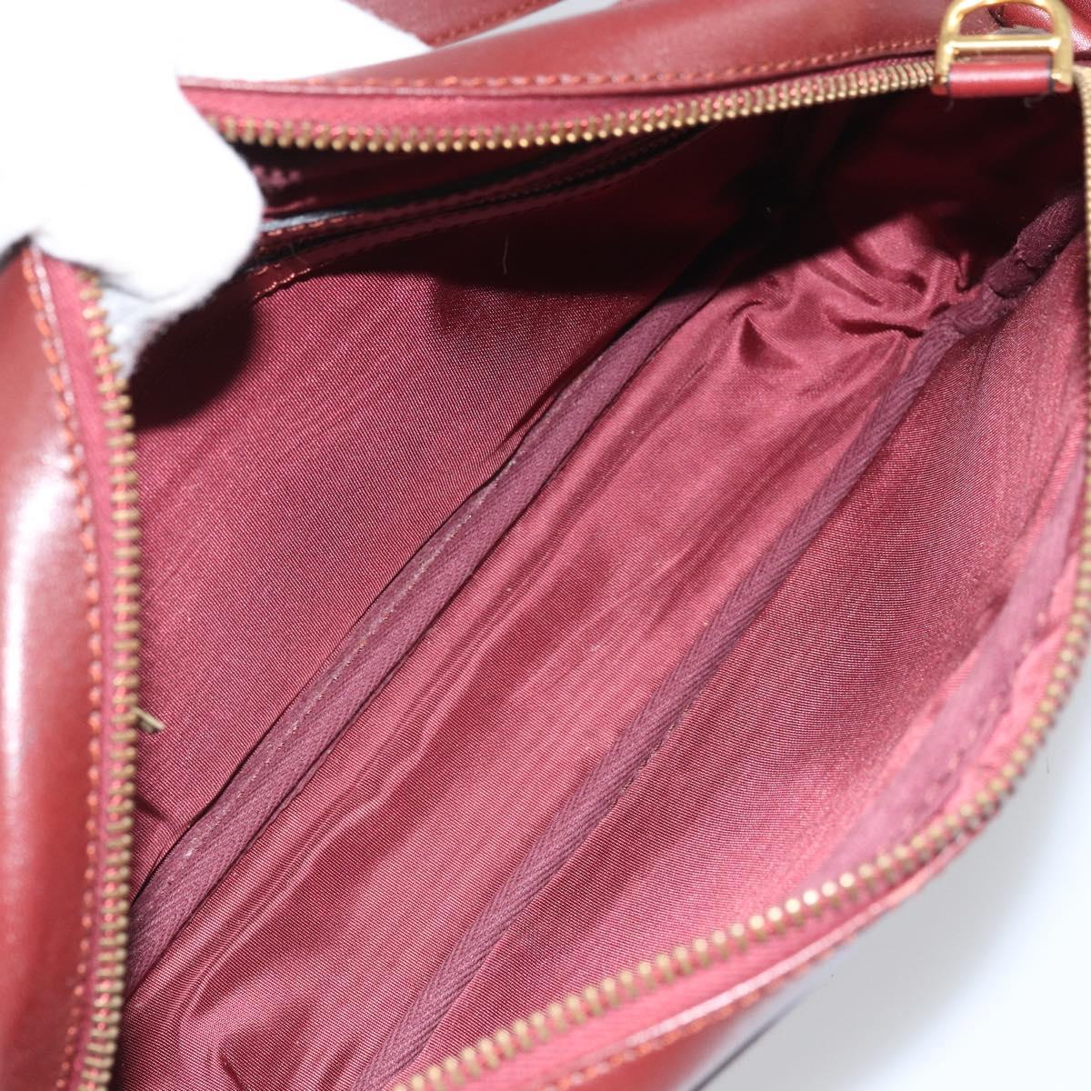 CARTIER Must Line Shoulder Bag Leather Bordeaux Gold Auth 170289