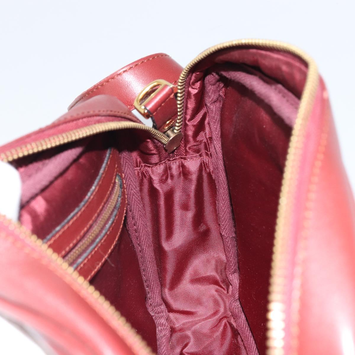 CARTIER Must Line Shoulder Bag Leather Bordeaux Gold Auth 170289
