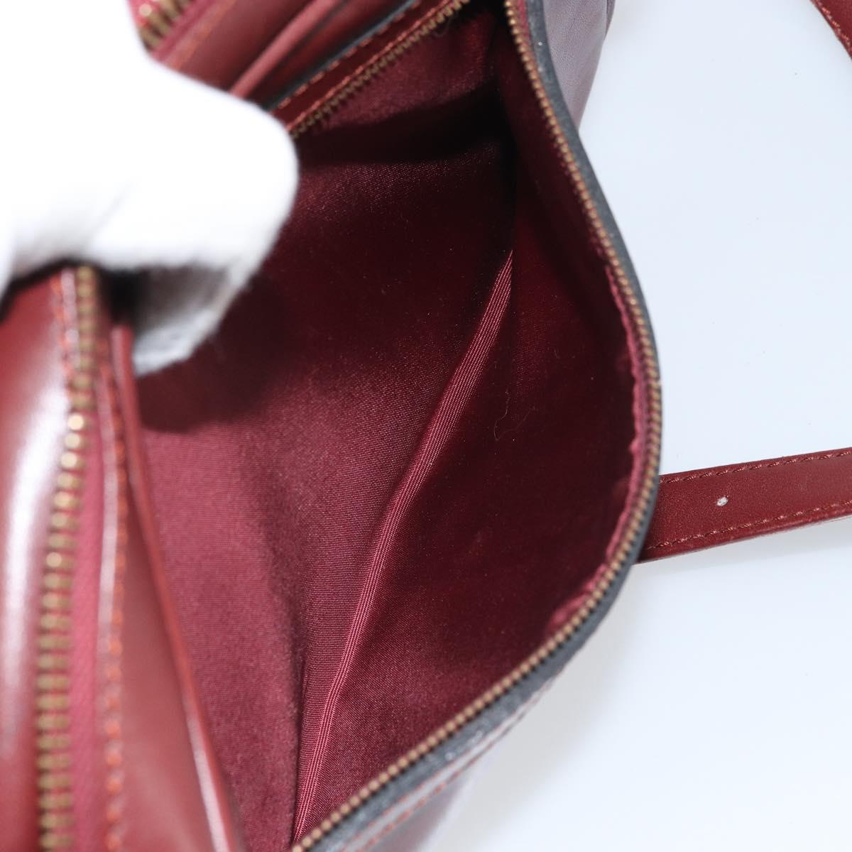 CARTIER Must Line Shoulder Bag Leather Bordeaux Gold Auth 170289