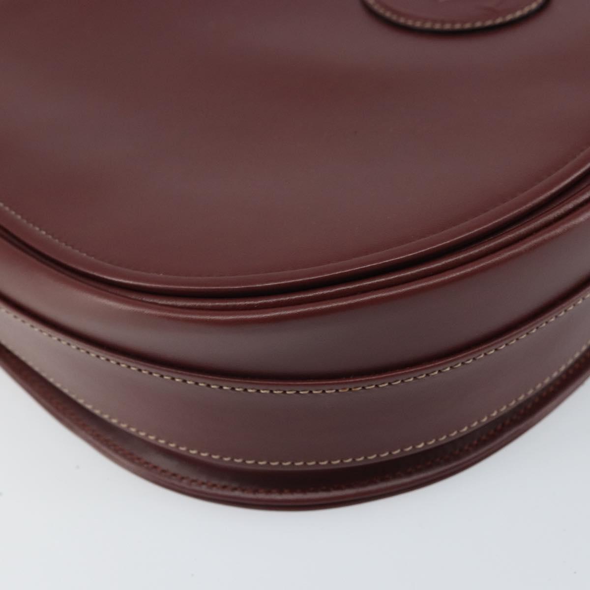 CARTIER Must Line Shoulder Bag Leather Bordeaux Gold Auth 170290